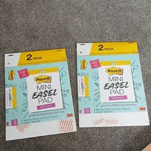 Post-it Mini Easel Pad Two 2-Packs – White with Teal & Yellow Accents